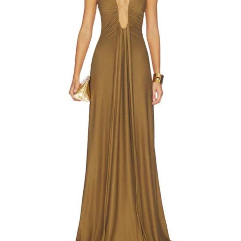 Misha the jennifer cupro maxi dress in olive
